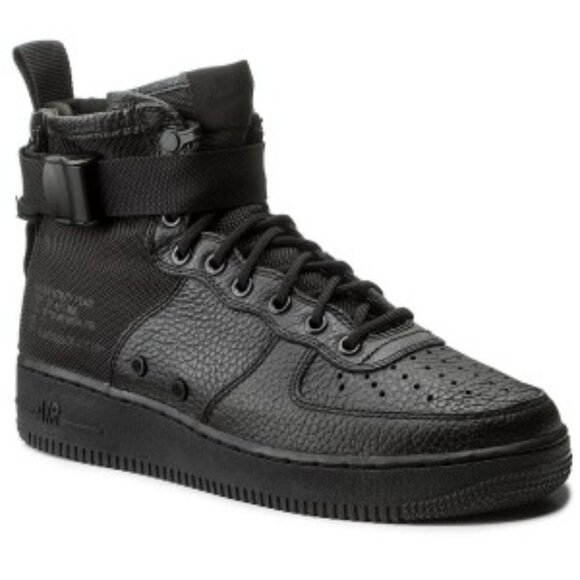 2017 Nike SF Air Force 1 Mid Triple Black Mens Size 12 - Picture 2 of 8